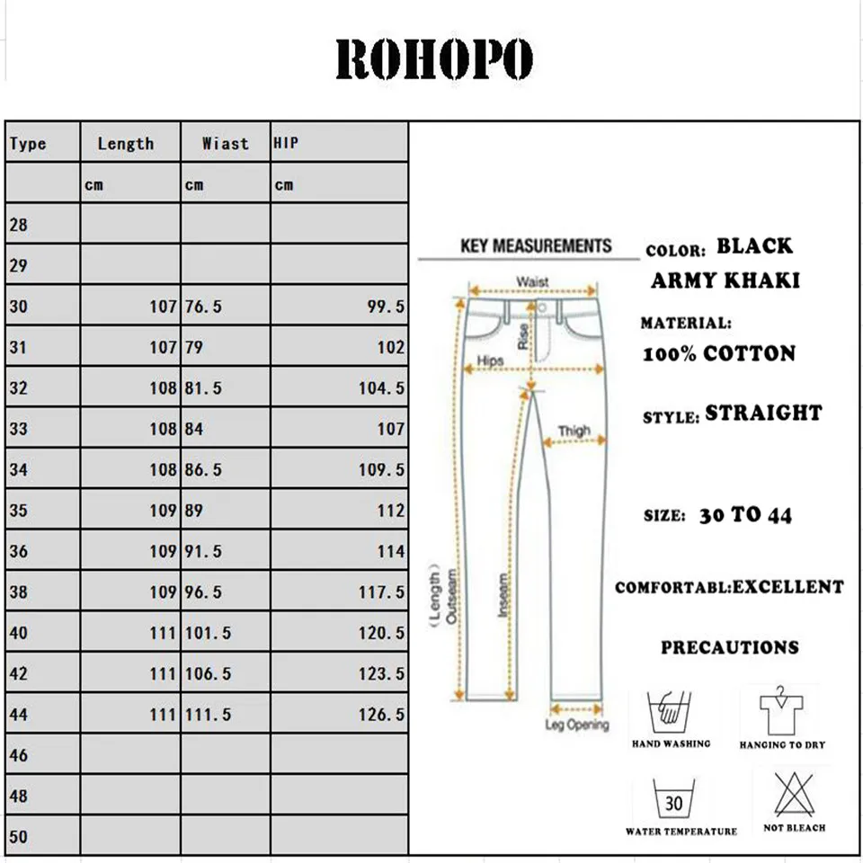 ROHOPO/комбинезон для мужчин 100% хлопок мужские брюки карго однотонные много