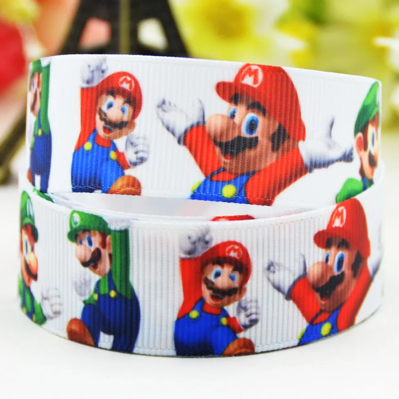

7/8'' (22mm) Super Mario Bros Character printed Grosgrain Ribbon party decoration satin ribbons X-02101 OEM 10 Yards