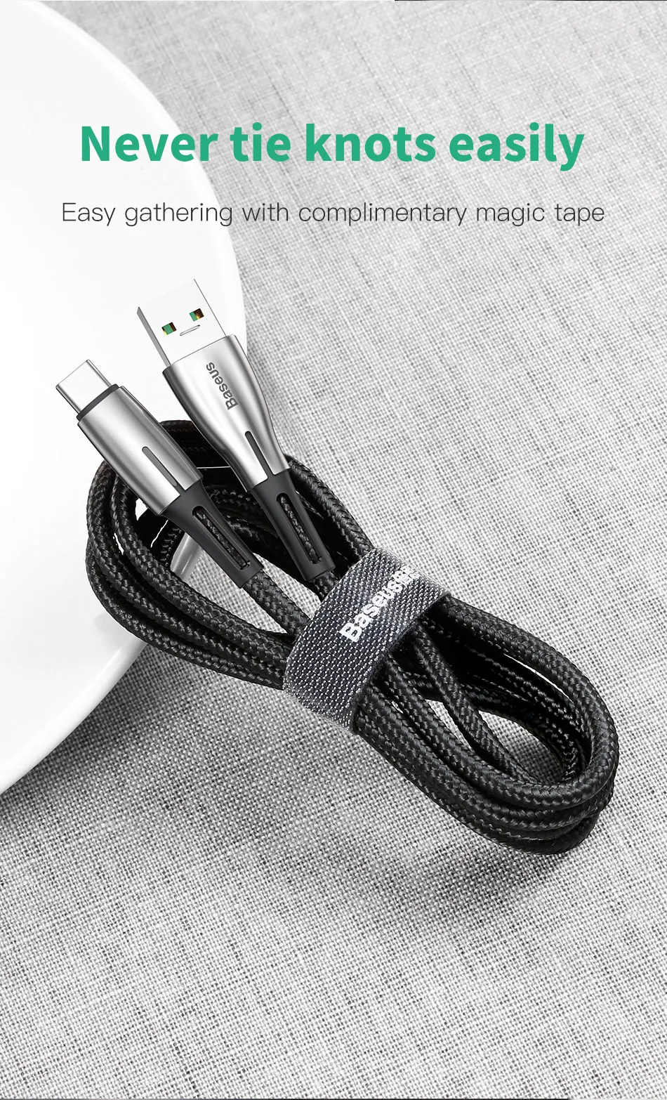 Baseus 5A кабель USB C в форме капли воды для huawei SuperCharger QC 3,0 Быстрая зарядка usb type C кабель для Xiaomi samsung шнур