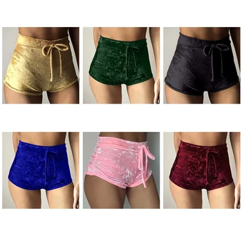 

Women Ladies Summer Flannel Pleated high Elastic Shorts High Waist
