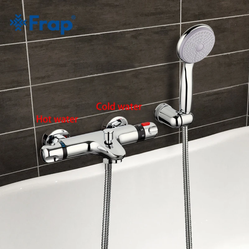 Frap 1 Set Thermostatic Faucet Shower Bath Faucet Cold And Hot Water Mixer Short Nose Double