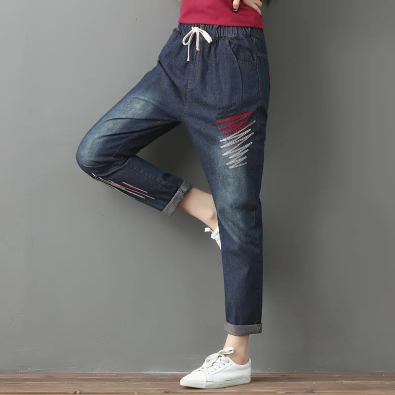 New Fashion Women High Waist Harem Jeans Female Harem Pants Women Casual Loose Embroidery Jeans Ripped Jeans Women Trousers New Fashion Women High Waist Harem Jeans Female Harem Pants Women Casual Loose Embroidery Jeans Ripped Jeans Women Trousers