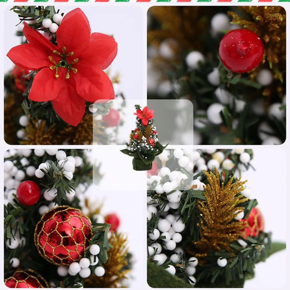 Mini Artificial Christmas Tree Indoors Decorations Small Pine Tree Holiday New Year Festival Party Ormament Decorations