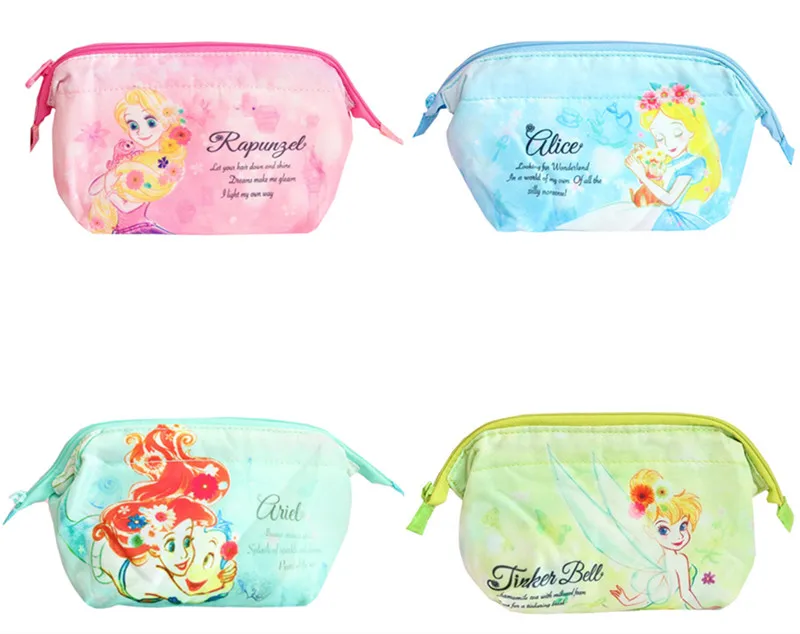 

Alice in Wonderland Little Mermaid Tinkerbell Rapunzel Makeup Bag Pouch Cosmetic Bags Women Beauty Case Storage Toiletry Bag