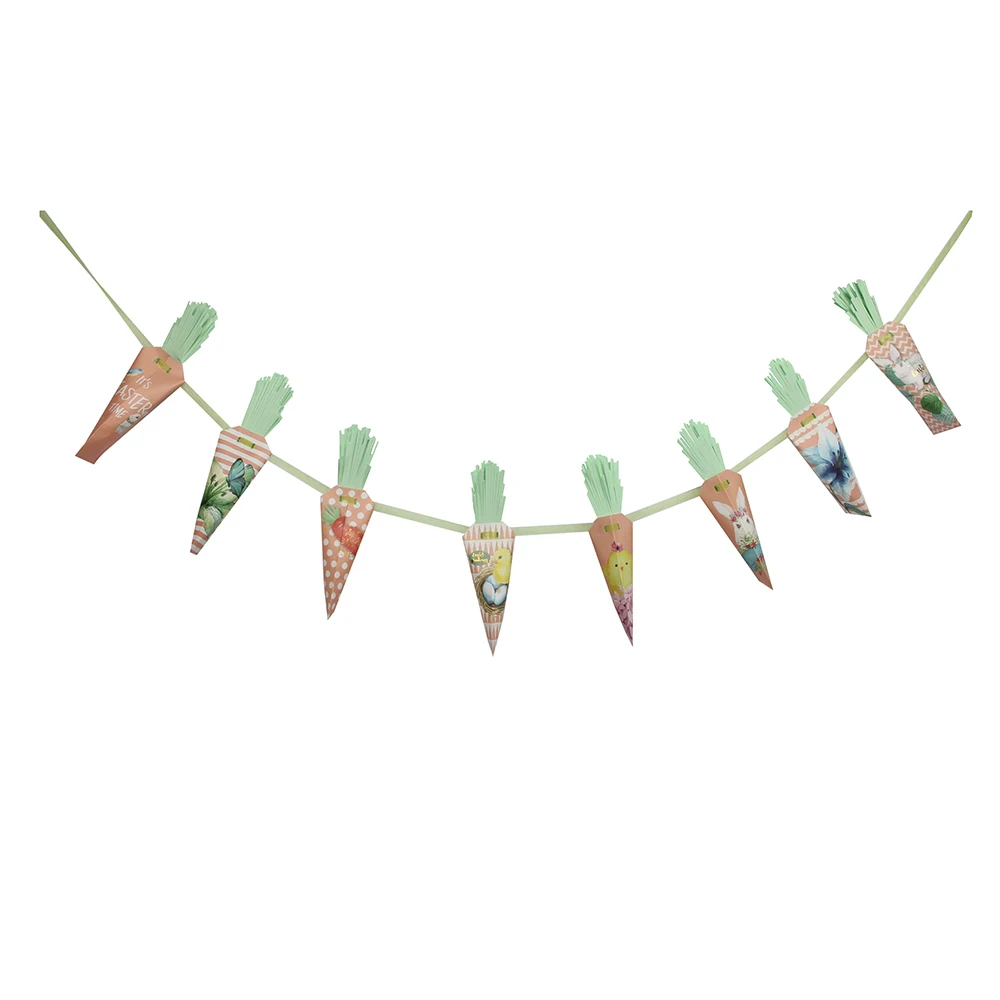 

1set DIY Happy Easter Decoration Hanging Garlands Easter Bunny Easter Rabbit Carrot Candy Bag Decor