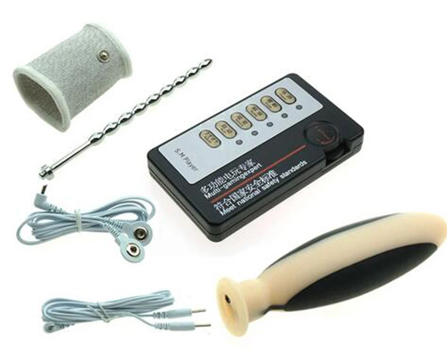 SM Play Electro Shock Kits Big Silicone Anal Plug Penis Ring U