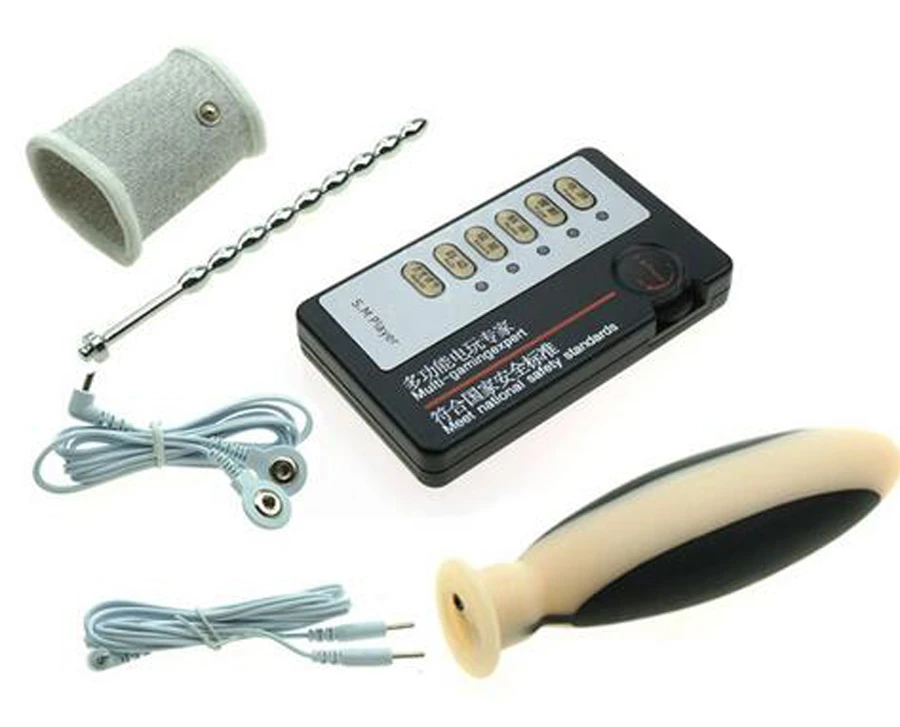 SM Play Electro Shock Kits Big Silicone Anal Plug & Penis Ring &Urethra