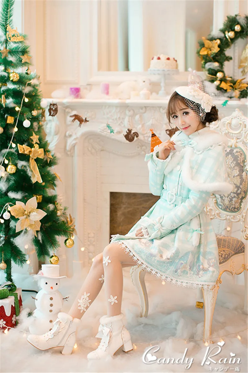 Sweet Japanese Beauty Women Ankle Boots Winter New Lace Bow Snow Boots For Women Lace Up Platform Thick High Heels Lolita shoes (19)