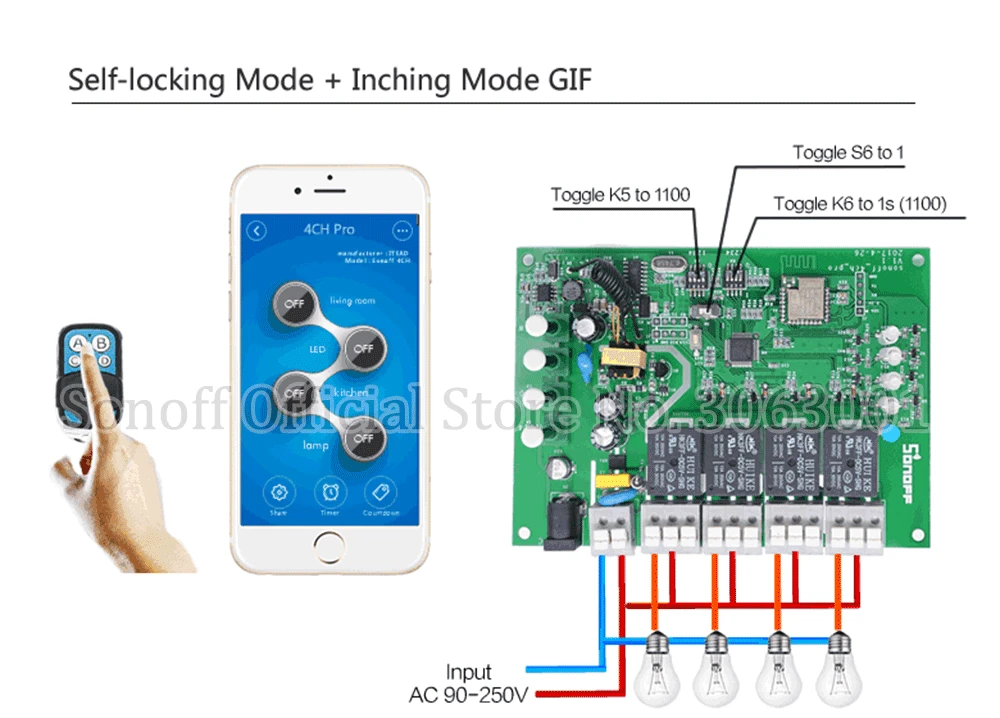 Sonoff 4CH Pro, wifi switch light alexa, sonoff 4ch wifi