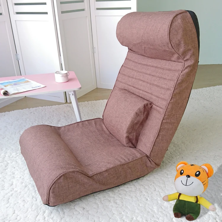  Foldable Floor Chair Lazy Sofa Adjustable Backrest Dormitory Watching TV with Lumbar Pillow 6-Posit