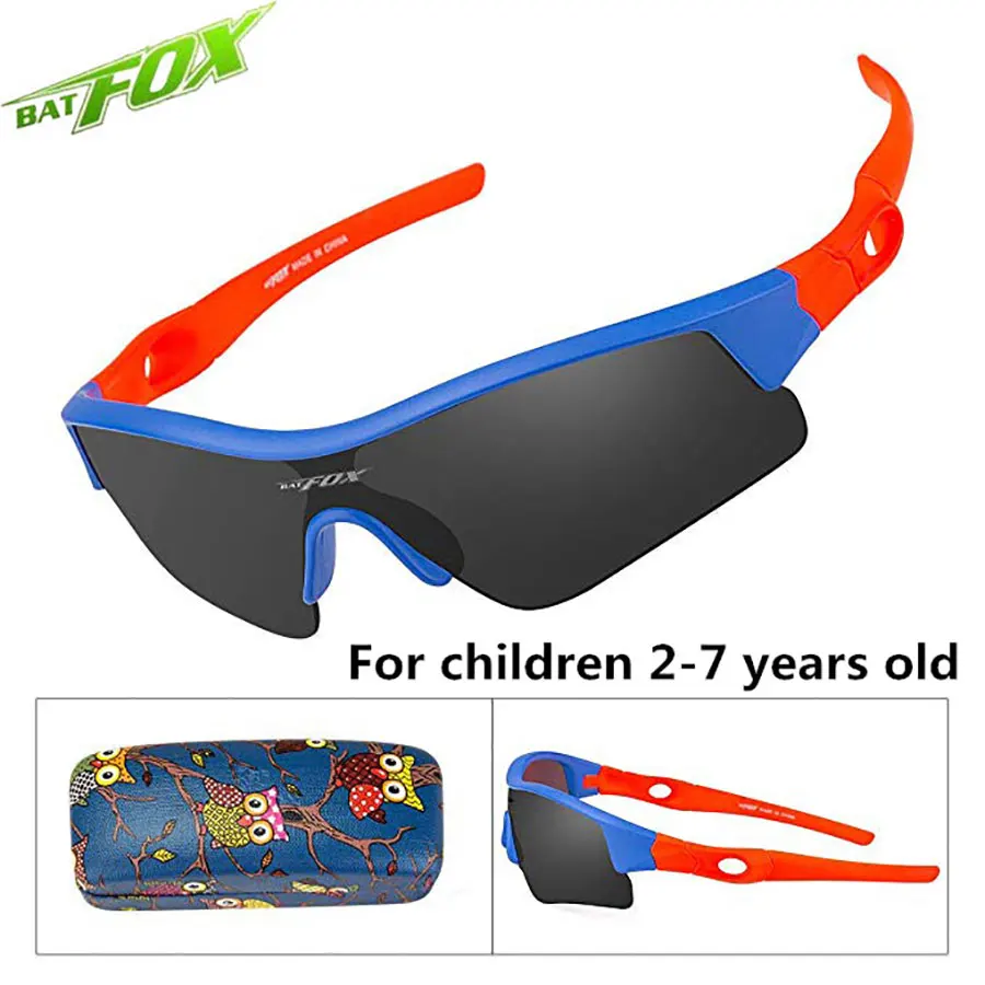 BATFOX крутые детские солнцезащитные очки для мальчиков и девочек, спортивные очки с подарками, Детские Молодежные супер удобные Защитные солнцезащитные очки