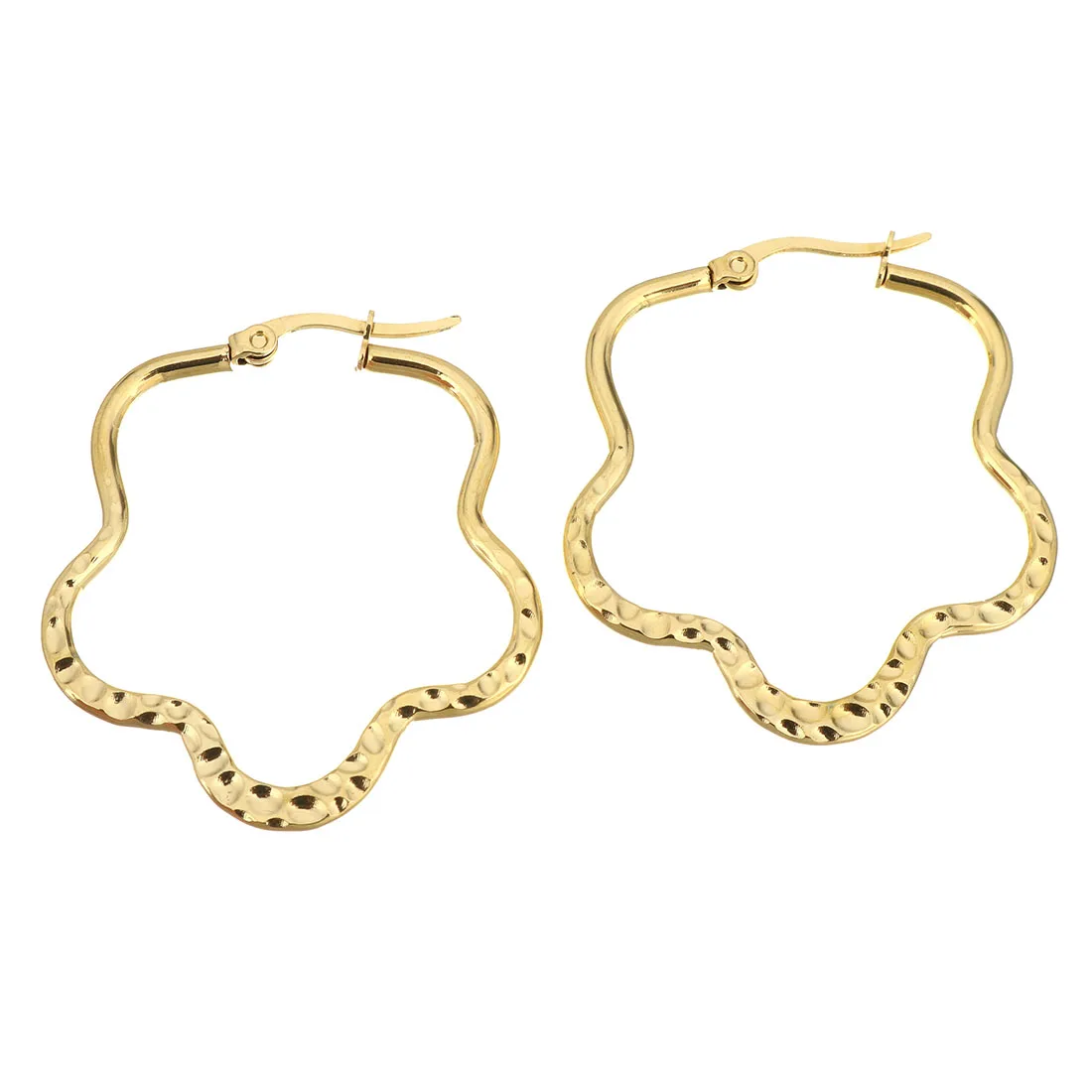 Stainless Steel Hoop Earring gold color plated for woman Sold By Pair