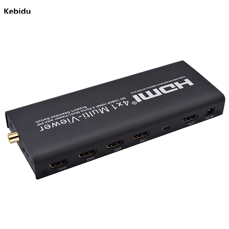 

Kebidu 3D 1080P HDMI High Performance Video Signal 4 Ports Multi-Viewer with PIP Support Seamless Switching Output Switch