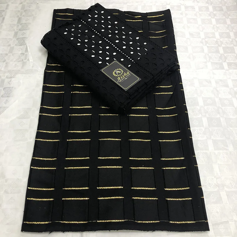 

Hot African Mesh Lace Fabric 2019 High quality 3+2 Cotton Nigerian Lace Fabric Gold Line Embroidery Swiss Voile Lace Men/Women