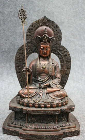 

shitou 001507 12" Chinese Pure Bronze Buddhism Temple Monk TangSeng Ksitigarbha Buddha Statue