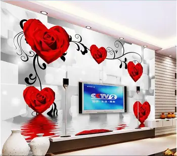 

3d wallpaper custom mural non-woven 3d room wallpaper Heart-shaped rose 3 d TV setting wall photo 3d wall murals wallpaper