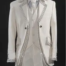 Новое поступление, вечерние мужские костюмы для жениха, брендовые облегающие смокинги для жениха цвета слоновой кости, мужской свадебный костюм(пиджак+ брюки+ жилет+ галстук