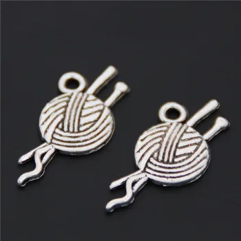 

50pcs Silver Color Woolen Ball Of Yarn Charm Pendant Fit Bracelet Necklace Metal Jewelry A2572