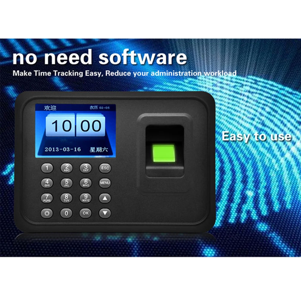 

A6 DC5V 1A Biometric Fingerprint Time Attendance Clock Recorder Employee Recognition Device Electronic Chinese English Machine