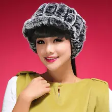 13604 Настоящий мех кролика шляпа козырек Лыжная Кепка basedball головной убор Бейсбольная женская шапка Зимний хороший подарок