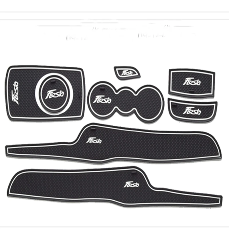 

For Ford Fiesta 2008-2016 Car Styling Anti-slip Mat Non-slip Rubber Decorator Cup Sticker Gate Slot Pad Door Groove Mat 8 pcs
