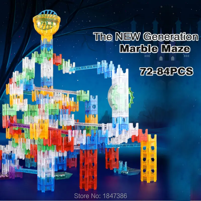 Buy 72 84PCS Bright Colors Marble Maze Cube Building