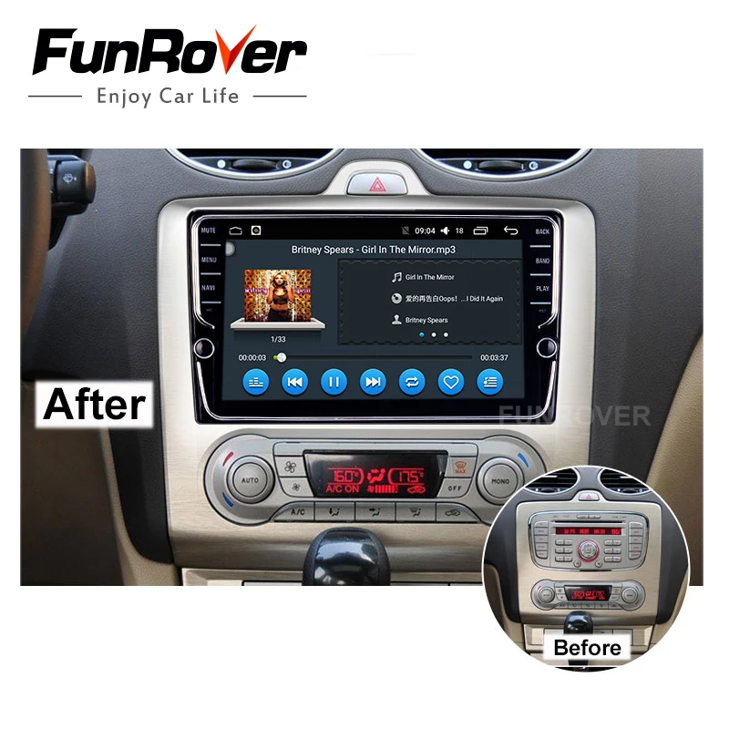 Funrover ips " 2 Din Android 8,0 автомобильный DVD мультимедийный плеер gps для ford focus 2 3 2004-2011 аудио автомобильный Радио Стерео навигатор bt