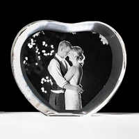 Angepasst Herz Geformt Kristall Foto Rahmen Mit Laser Gravierte Personalisierte Bild Glas Hochzeit Souvenir Geburtstag Geschenke