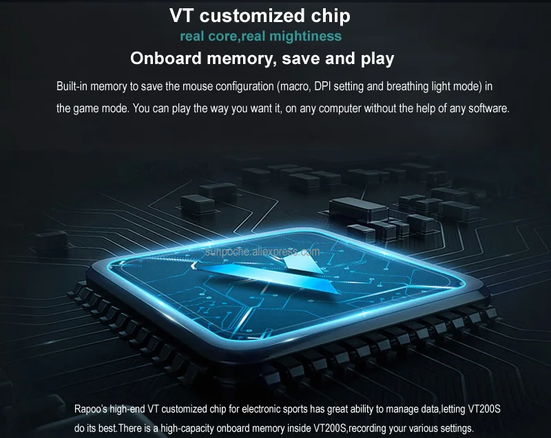 Rapoo Wired Gaming Mouse Mice 16000DPI 400IPS IR Optical Sensor VT Customizable Chip RGB Backlit 8 Programmable Keys Ergonomic