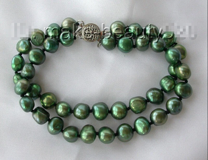 

stunning 2rows 9mm baroque green freshwater cultured pearl bracelet s602Noble style Natural Fine jewe Fast (D) SHIPPING