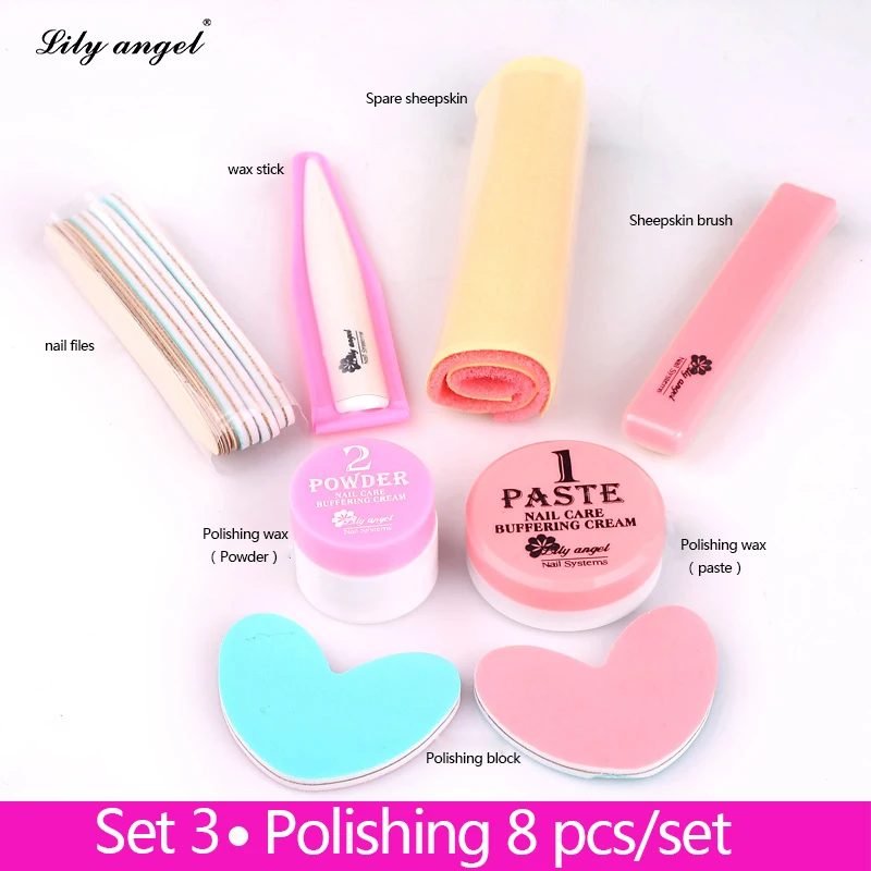  Nail Conditioner & care 8Pcs Nail Polishing Wax Nail Manicure Luster Buffing Paste nail Buffer Full