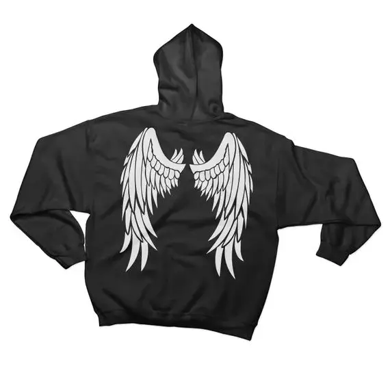 

Hillbilly The Angel Wings On Your Back Printed Street Style Thick Unisex Hoodies Winter Warm Pullover Coat Women Punk Hoodies