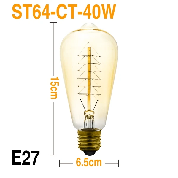 E27 E14 Светодиодный Ретро Эдисон Bombilla 60 Вт 40 Вт 25 Вт Новинка нить старинная лампочка для ресторана отеля вечерние лампы для наружной отделки - Испускаемый цвет: ST64-CT-40W