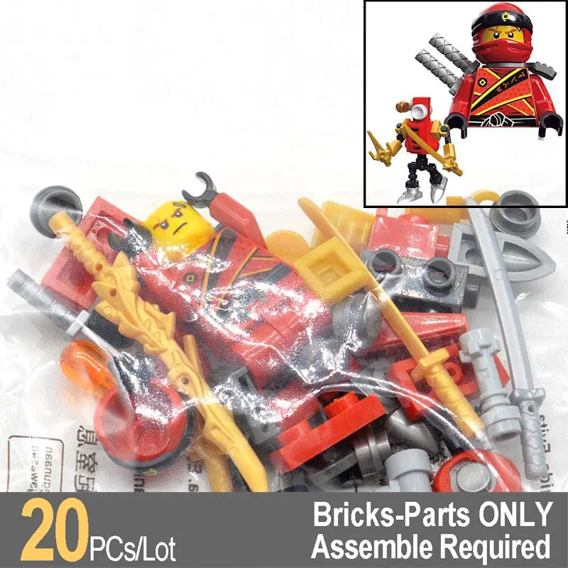 

Wholesale 20pcs Lot 10071 Kai with Robot Red Ninjas Building Bricks Blocks Gifts Educational Toys for Children