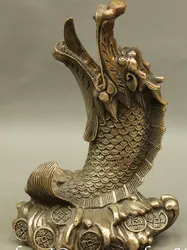 Доставка 6 "Китайский Фэншуй Бронзовый Медь Экзорцизм Дракон Рыбы На Богатство Монета Статуя Набор
