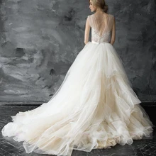 Красивая бежевая мягкая фатиновая юбка для невесты для фотосессии на заказ, длинные плиссированные Бальные платья, юбка-пачка для женщин