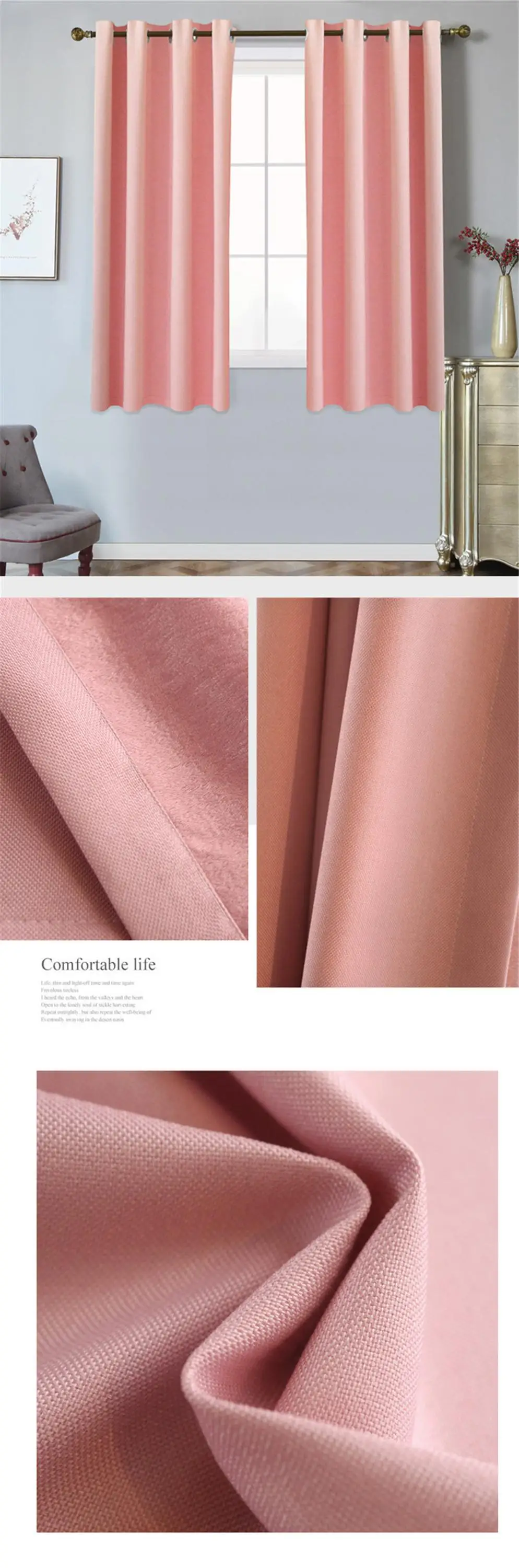 Napearl Short Curtains Solid High Shading Drapes For Bedroom