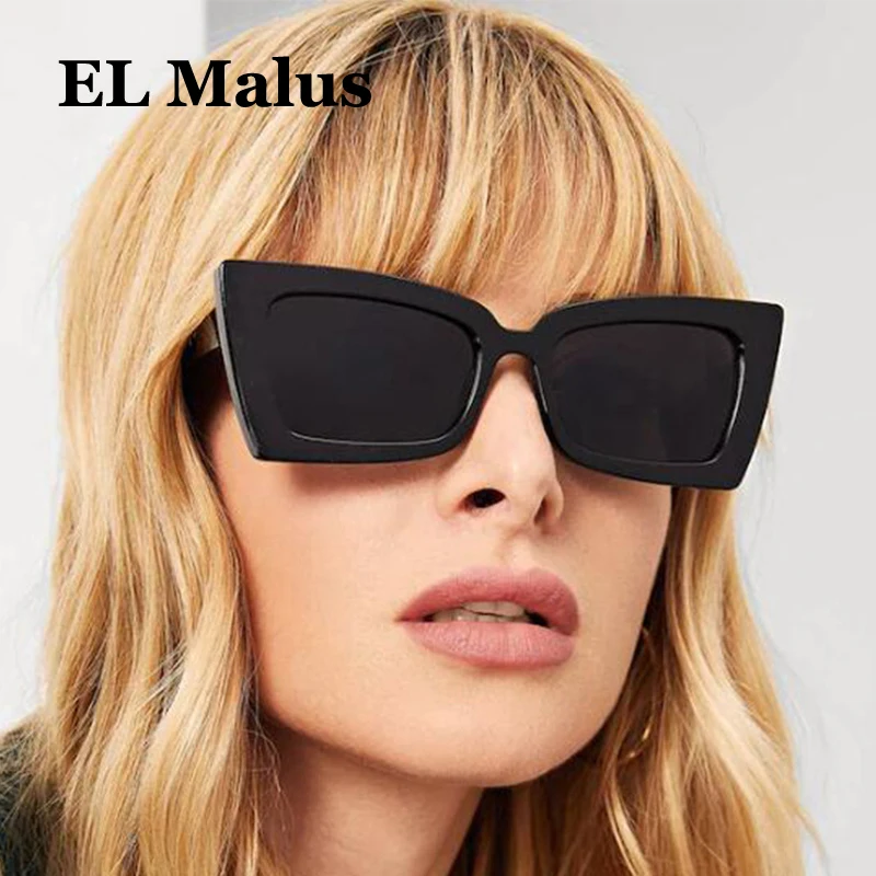 

[EL Malus]Brand Designer Square Frame Sunglasses Women Female Reflective Silver Lens Pink Red Shades Sun Glasses Oculos Gafas