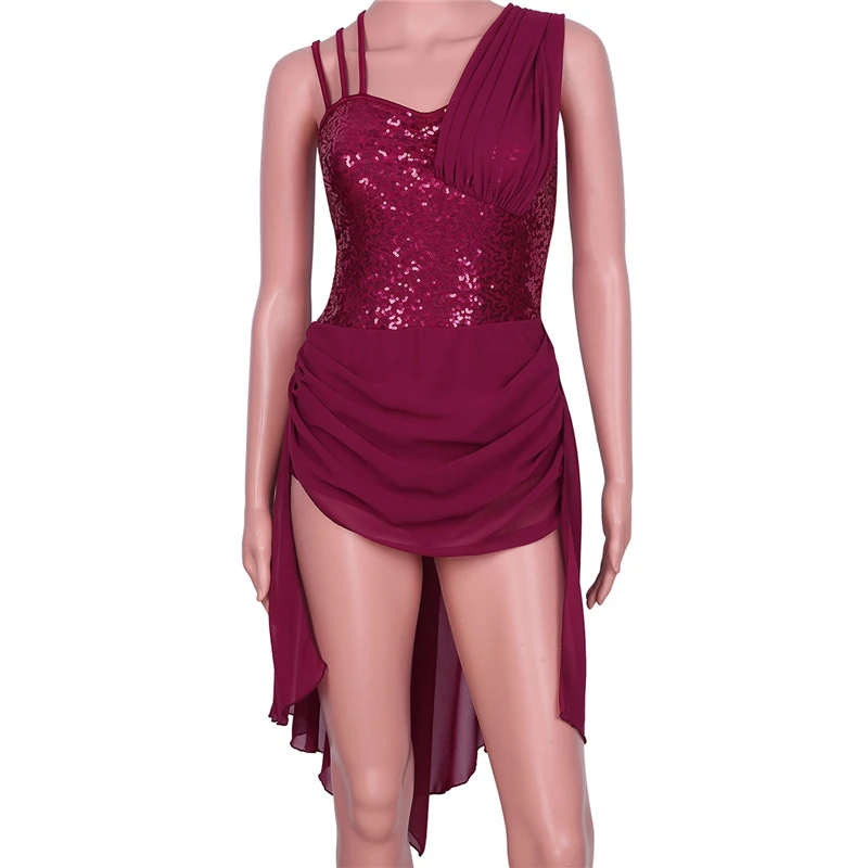 IIXPIN, балетное платье для женщин, для взрослых, для танцев, балетное платье на тонких бретелях, без рукавов, с блестками, необычное шифоновое платье, гимнастический купальник