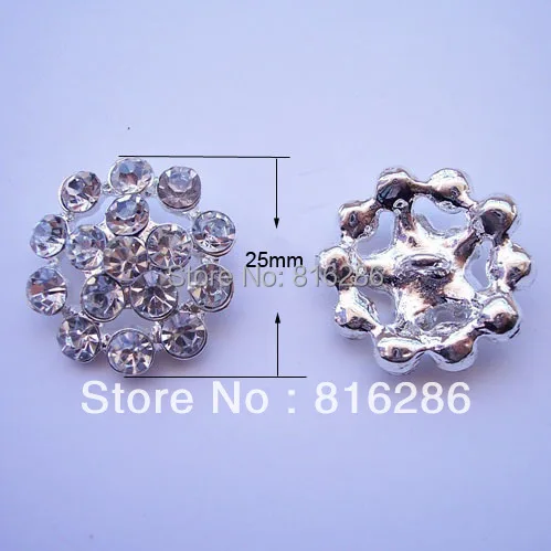 

(J0135) 24mm rhinestone metal button with loop,silver plating,all crystals