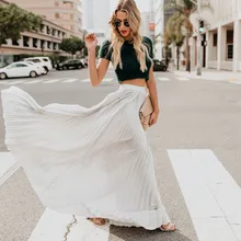 Droppshiping Женские однотонные плиссированные юбки с высокой талией облегающие свободные богемные длинные юбки BFJ55