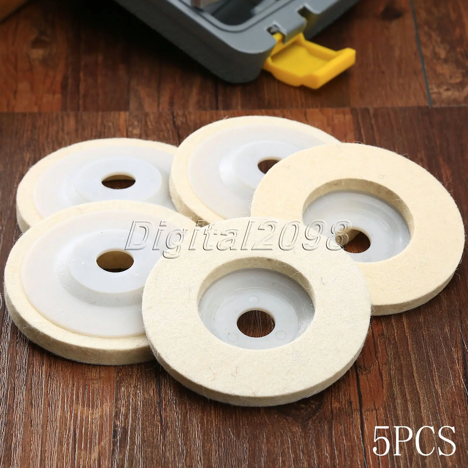 Yetaha 5Pcs 4 inch Round Polishing Wheel Pad Wool Felt Buffing