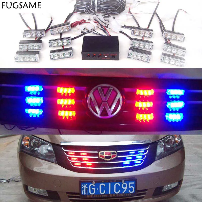 

FREE SHIPPING LED Fire Emergency Strobe Warning Lights AMBER WHITE 3 Flashing Mode 12*3LED