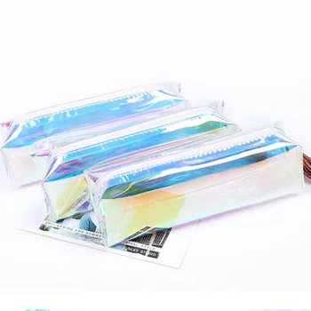 

Colorful Makeup Bag Kawaii Women Laser Transparent Pencil Case Cosmetic Pouch