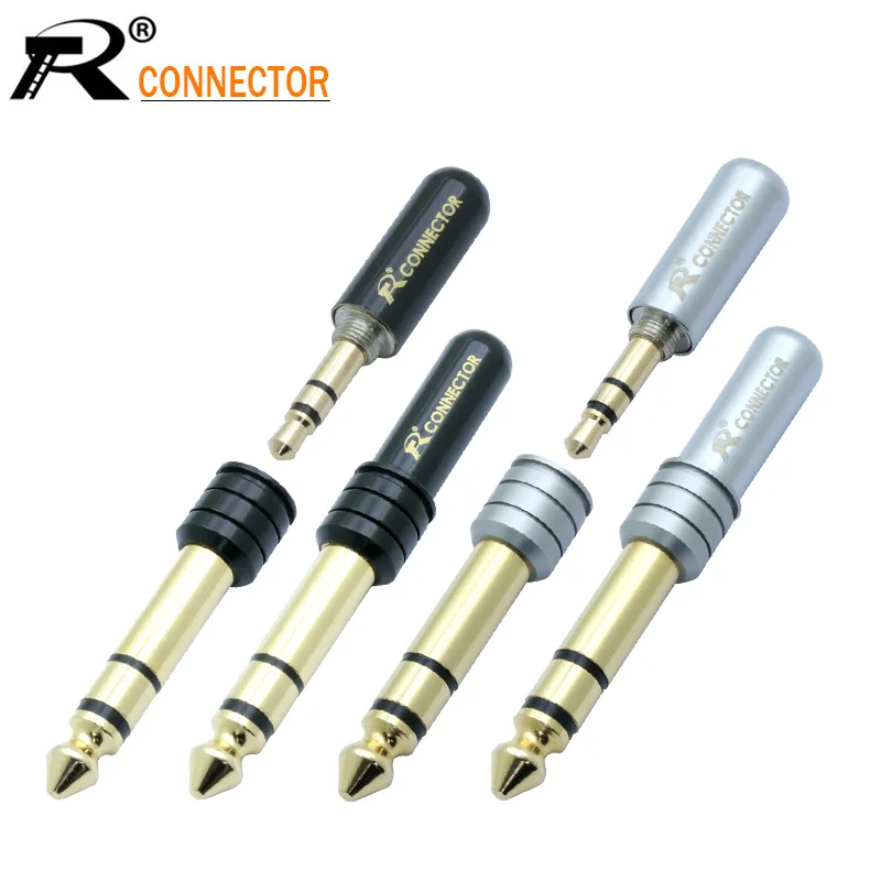 

1set 2 in 1 Assembly Wire Connector Gold-plated audio speaker plug with 3.5mm jack male screw plug to jack 6.35 male