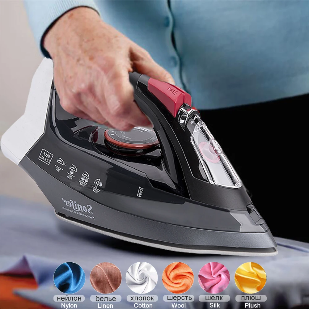 Online 2200W Electric Irons Steam Flatiron For Clothes High Quality Multifunction Ceramic Soleplate Travel Iron Ironing Sonifer