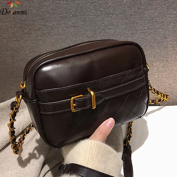 

DORANMI Buckle Flap Bags For Women 2018 Crossbody Messenger Flap Female Square Leather Shoulder Bag Diamond Lattice Bolsa CBB112