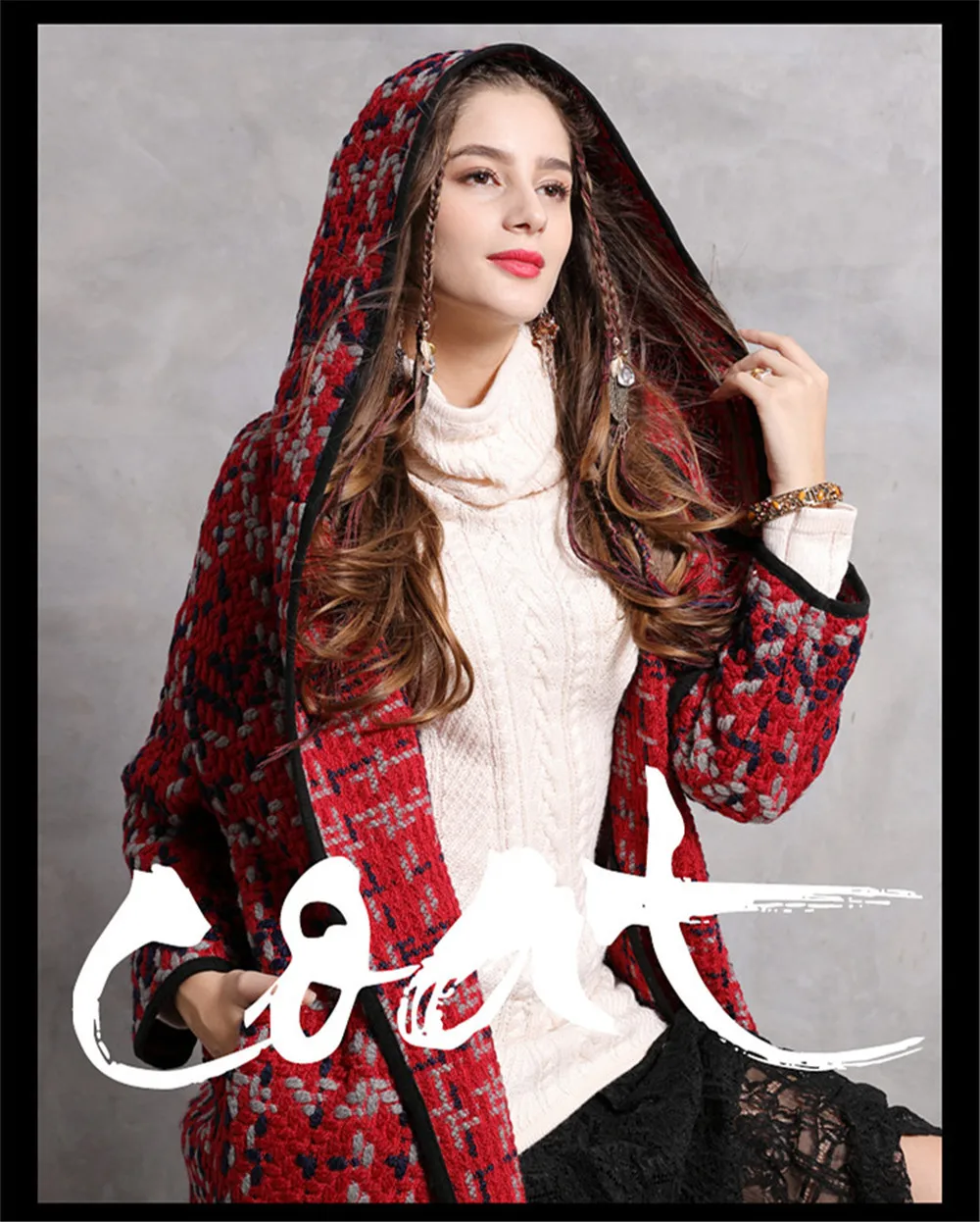 Vintage Hooded Women Wool Coats 2018 Winter Long Coat WomanOpen Stitch Red Jacket Women Xasaco Feminino Outwear Thicken (1)