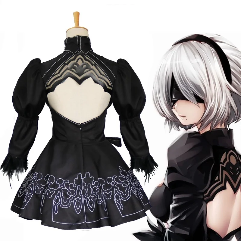 NieR Automata No.2 Тип B Девушка 2B косплей платье сексуальный наряд Аниме игры костюм