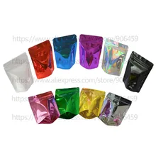 100 шт цветные пакеты из фольги с замком-молнией, стоячие пакеты из алюминиевой фольги, сумки с замком-молнией для хранения продуктов